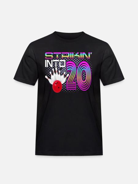 Striking Into 20 Bowling Bowler 20th Birthday - Men's Workwear T-Shirt - black
