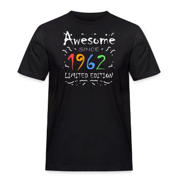 1962 - Jahrgang 1962 - Männer Workwear T-Shirt - Schwarz - Vorne - AI Model Male 178 light (178cm)