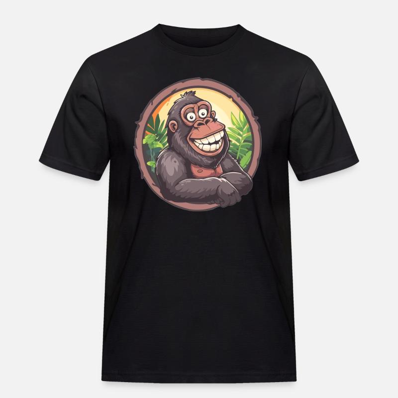 Lachender Gorilla Dschungel - Männer Workwear T-Shirt - Schwarz