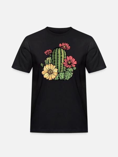 Cactus with flowers - Men's Workwear T-Shirt - black
