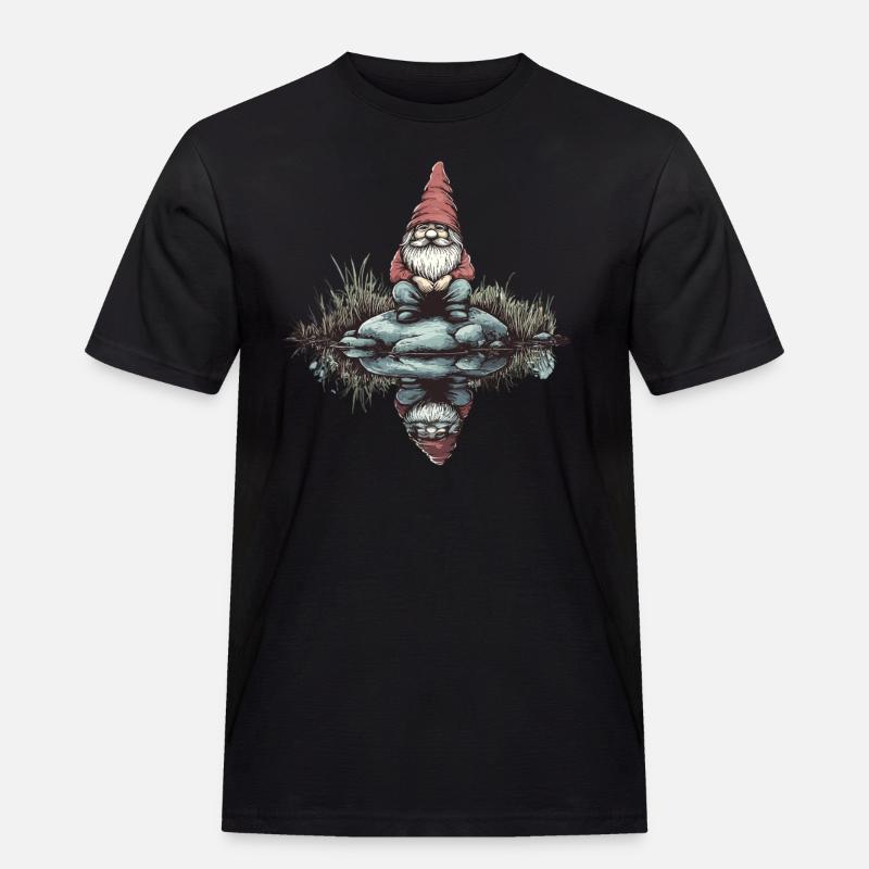 Nachdenklicher Gartenzwerg - Männer Workwear T-Shirt - Schwarz