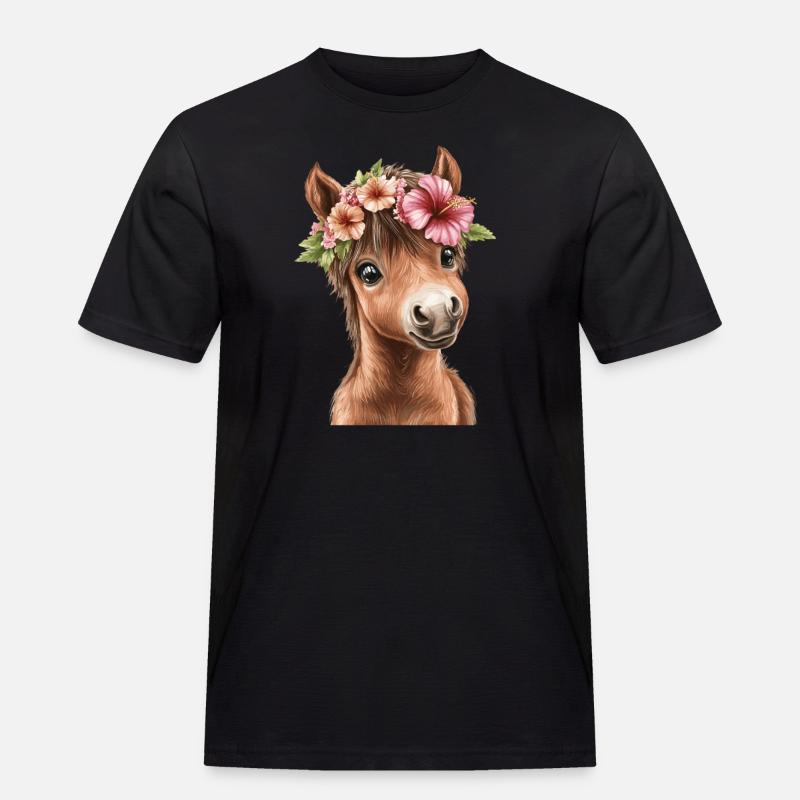 Flower pony with wreath - Men's Workwear T-Shirt - black