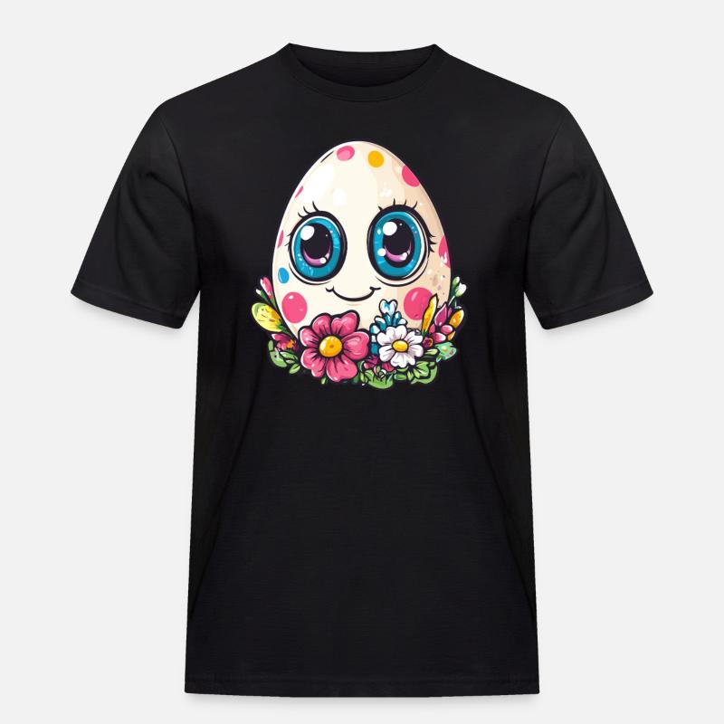 Fröhliches Punkte-Ei - Männer Workwear T-Shirt - Schwarz