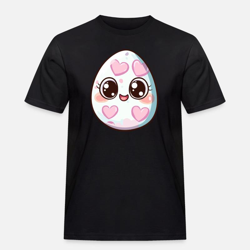 Süßes Ei mit Herzchen - Männer Workwear T-Shirt - Schwarz