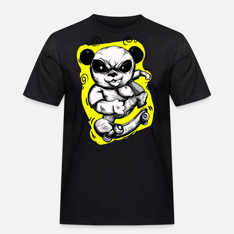 Skate Panda - Männer Workwear T-Shirt - Schwarz