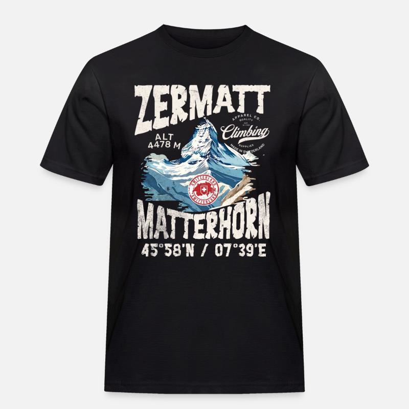 Zermatter Klettern 3 - Männer Workwear T-Shirt - Schwarz