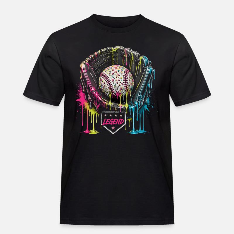 Baseball Handschuh Legend Bunt Grafik - Männer Workwear T-Shirt - Schwarz