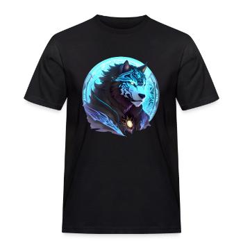 Mondwolf-Seele - Männer Workwear T-Shirt - Schwarz - Vorne - AI Model Male 178 light (178cm)