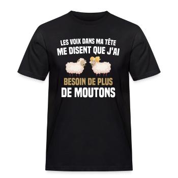 Mouton Moutons paysan berger - T-shirt Workwear homme - noir - Devant - AI Model Male 178 light (178cm)