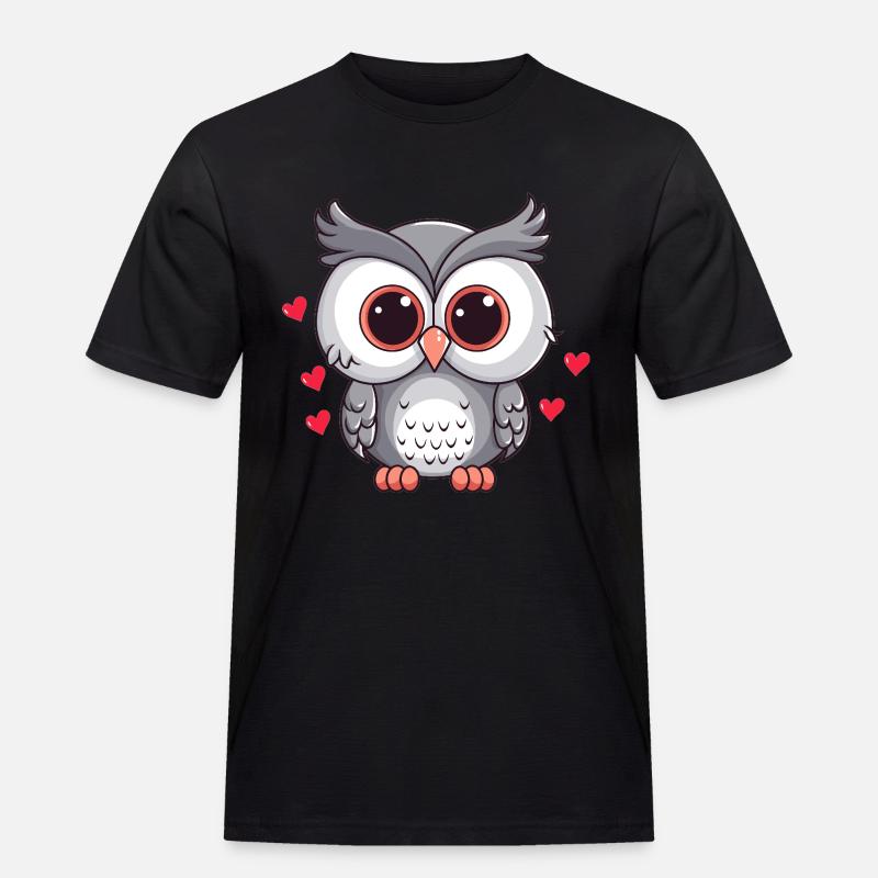 Verliebte Eule mit Herzchen - Männer Workwear T-Shirt - Schwarz