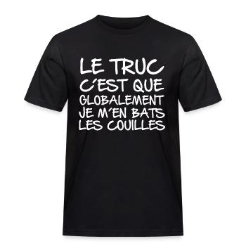 Je M'en Bats Les Couilles - T-shirt Workwear homme - noir - Devant - AI Model Male 178 light (178cm)