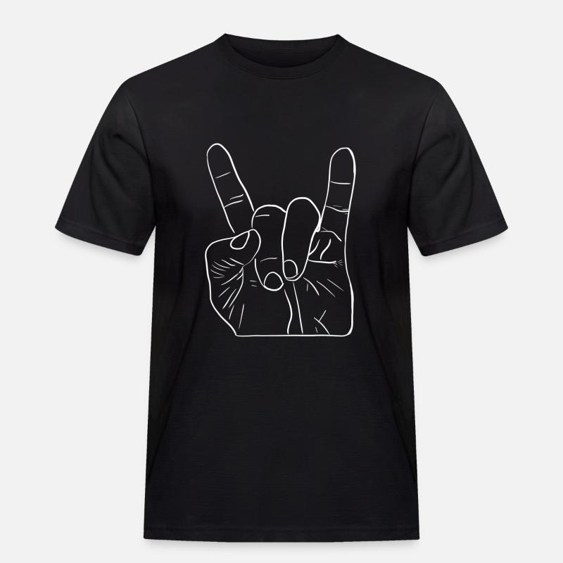heavy metal - devil horns - Männer Workwear T-Shirt - Schwarz