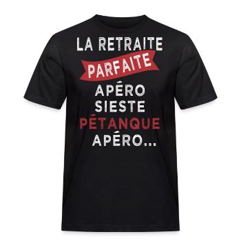retraite parfaite sieste pétanque apero - T-shirt Workwear homme - noir - Devant - AI Model Male 178 light (178cm)