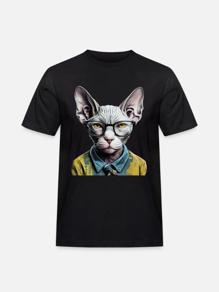 Hipster kat Ziggy - Herre Workwear T-Shirt - sort