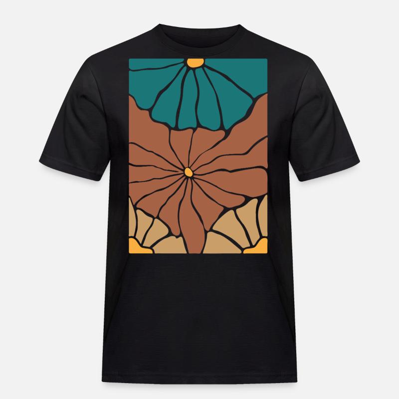 Boho Flora Blumen - Männer Workwear T-Shirt - Schwarz