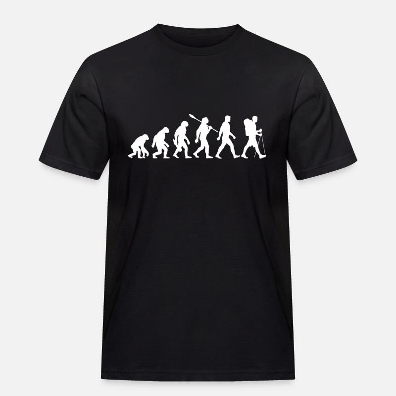 Evolution - Wandern - Wanderer - Trekking - Männer Workwear T-Shirt - Schwarz