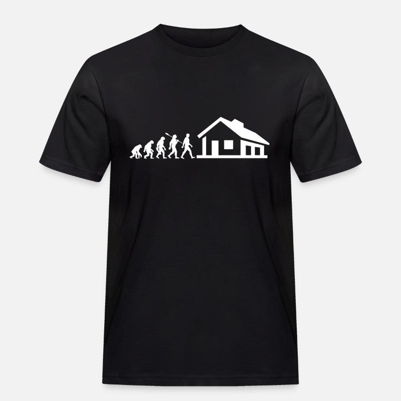 Evolution - Bauherr - Haus - bauen - EFH - Männer Workwear T-Shirt - Schwarz
