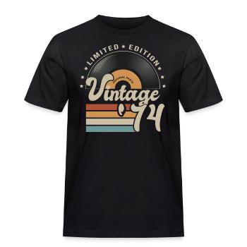 vintage Vinyle 1974 cadeau anniversaire 49 ans - T-shirt Workwear homme - noir - Devant - AI Model Male 178 light (178cm)