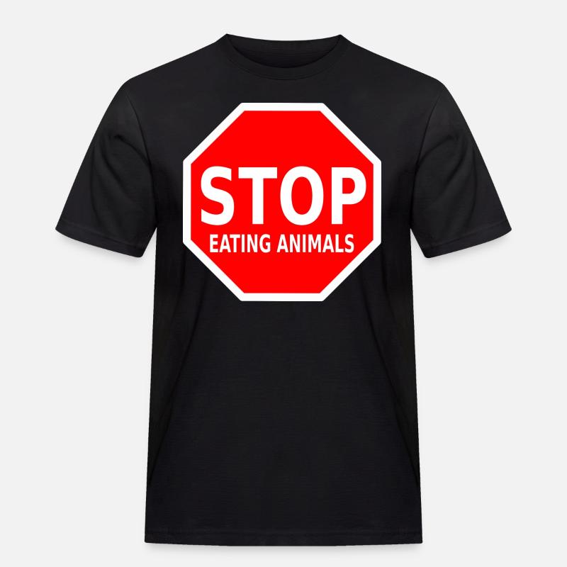 STOP EATING ANIMALS - Männer Workwear T-Shirt - Schwarz