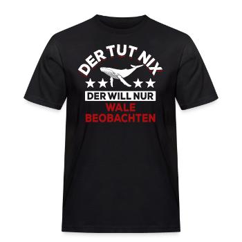 Der tut nix der will nur Wale beobachten - Spruch - Männer Workwear T-Shirt - Schwarz - Vorne - AI Model Male 178 light (178cm)
