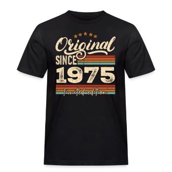 Original 1975 Vintage - 1975 fødselsdagsgave - Herre Workwear T-Shirt - sort - Foran - AI Model Male 178 light (178cm)