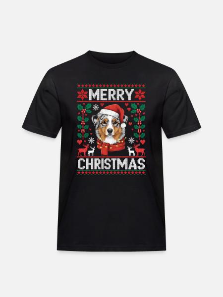 Australian Shepherd Christmas Xmas - Men's Workwear T-Shirt - black