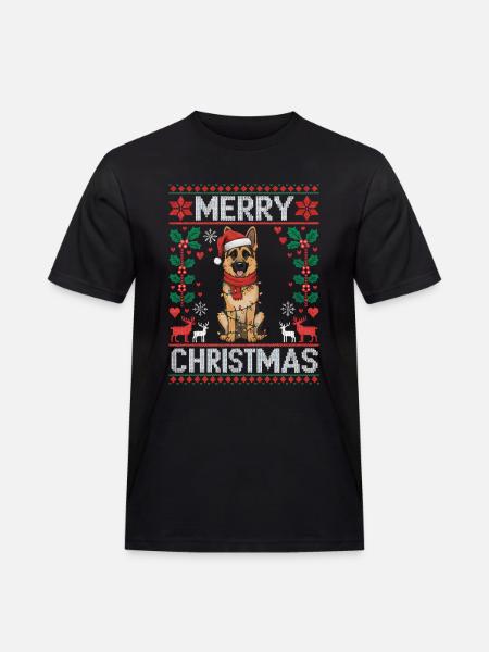 German Shepherd Christmas Gift Xmas - Men's Workwear T-Shirt - black