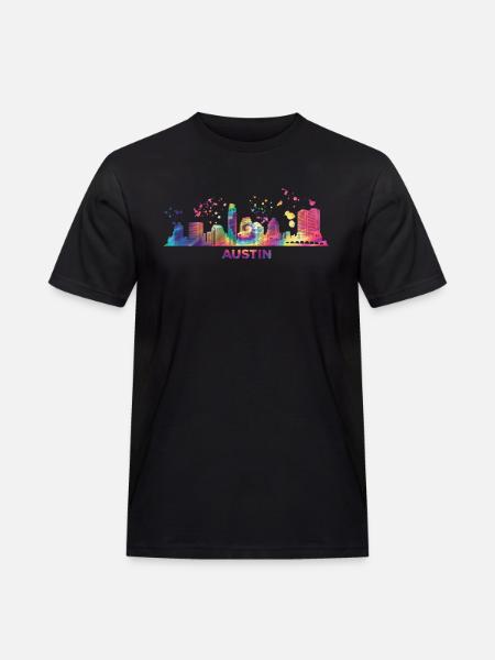 Austinites Aquarelle Skyline Austin - T-shirt Workwear homme - noir