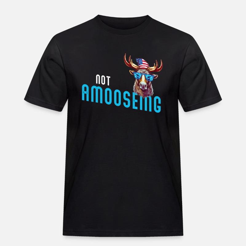 Nicht Amooseing Cooler Elch - Männer Workwear T-Shirt - Schwarz