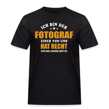 Ich bin der Fotograf - einer von uns hat Recht - Männer Workwear T-Shirt - Schwarz - Vorne - AI Model Male 178 light (178cm)
