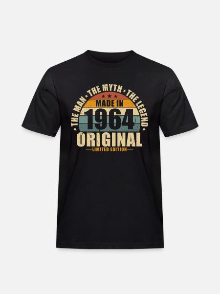 1964 Vintage Born Man Myth Legend - Arbets-T-shirt herr - svart
