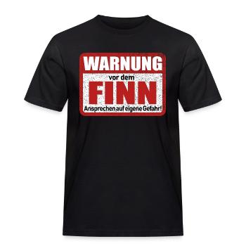 Finn Name Lustiges Warnschild - Männer Workwear T-Shirt - Schwarz - Vorne - AI Model Male 178 light (178cm)