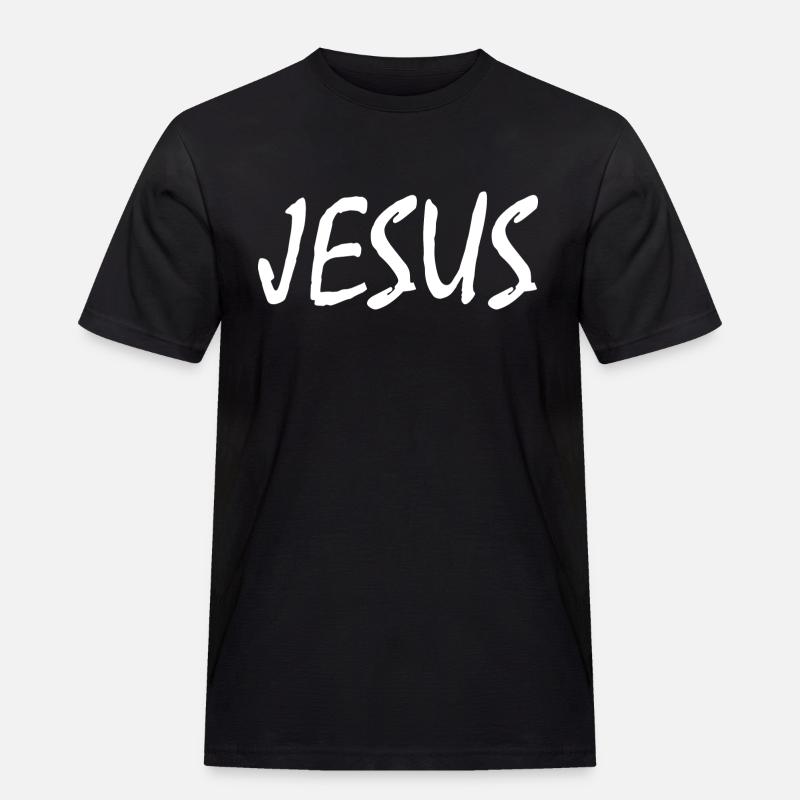 Jesus - Männer Workwear T-Shirt - Schwarz