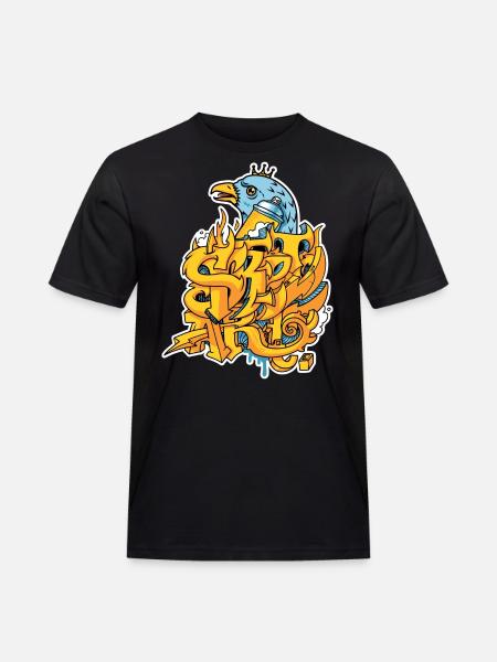 Graffiti street art with eagle and crown - Men's Workwear T-Shirt - black