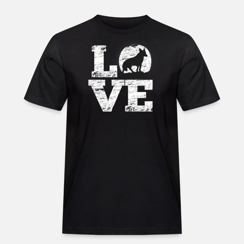 Fuchs Love Fox - Männer Workwear T-Shirt - Schwarz