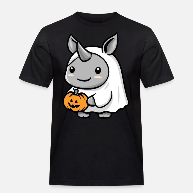 Rhino Halloween Comic Ghost - Men's Workwear T-Shirt - black