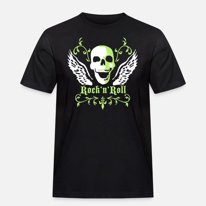 rock_n_roll_skull_2c - Männer Workwear T-Shirt - Schwarz