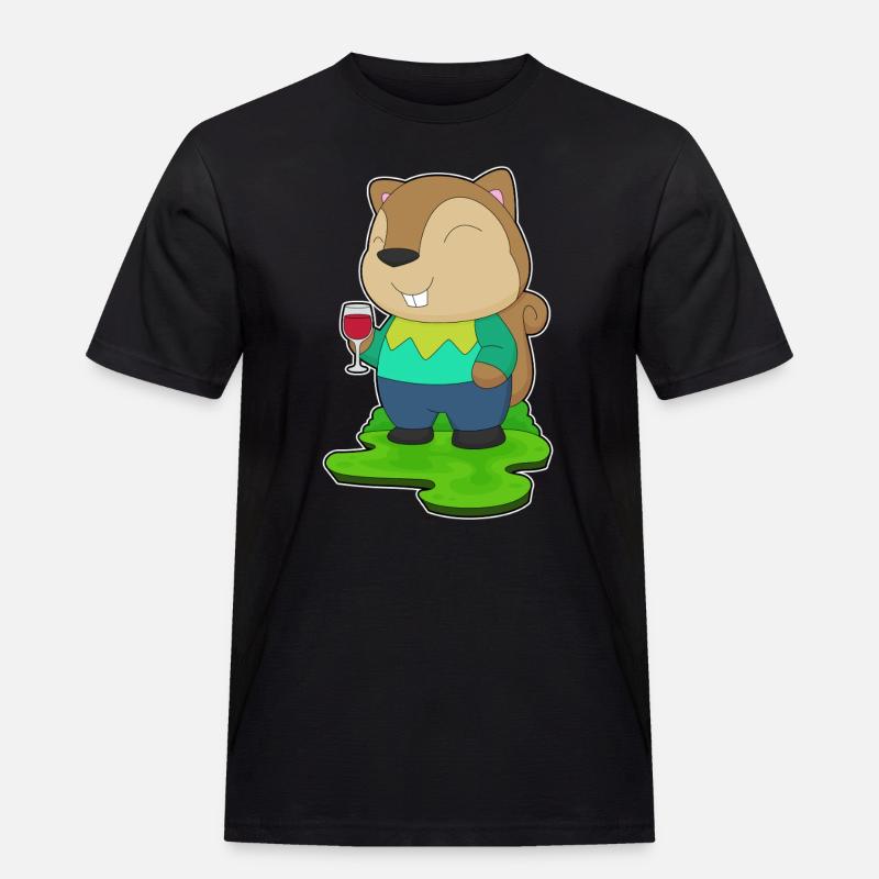 Eichhörnchen Rotwein - Männer Workwear T-Shirt - Schwarz