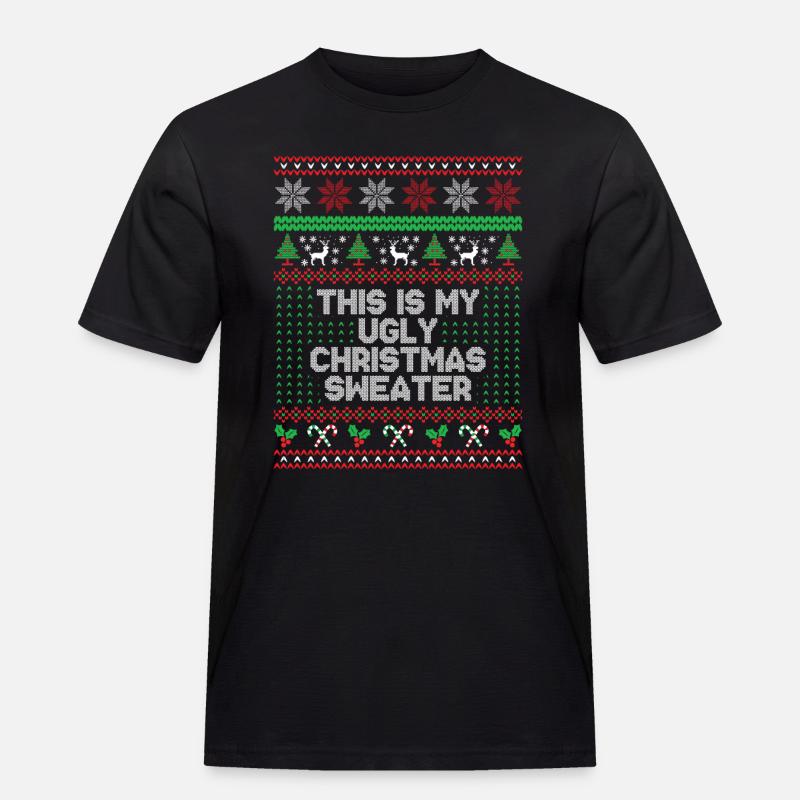 Das ist mein hässlicher Weihnachtspullover - Männer Workwear T-Shirt - Schwarz