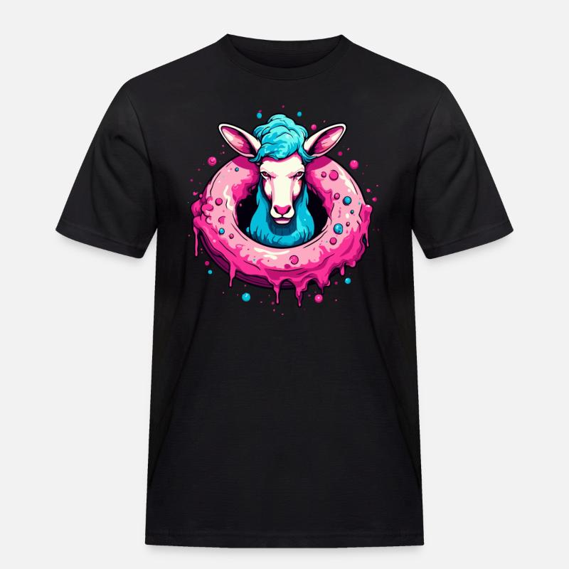 Der Donut-Schaf - Männer Workwear T-Shirt - Schwarz