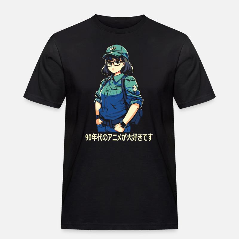 Ich liebe 90er Anime - Männer Workwear T-Shirt - Schwarz