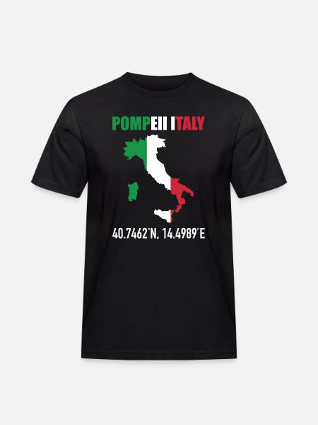 Pompeii Italy Italian Map Flag Geography - Men's Workwear T-Shirt - black