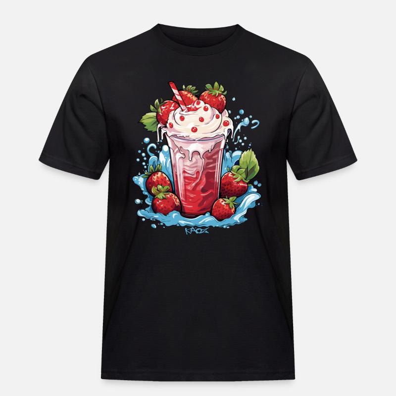 Erdbeer-Eiscreme-Milch - Männer Workwear T-Shirt - Schwarz