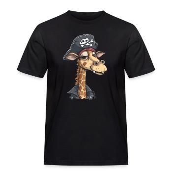 Großer Spaß: Lächelnde Piraten Giraffe - Männer Workwear T-Shirt - Schwarz - Vorne - AI Model Male 178 light (178cm)