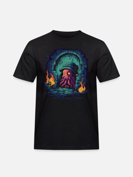 Deep Dark Dungeon Detective Octopus - Men's Workwear T-Shirt - black