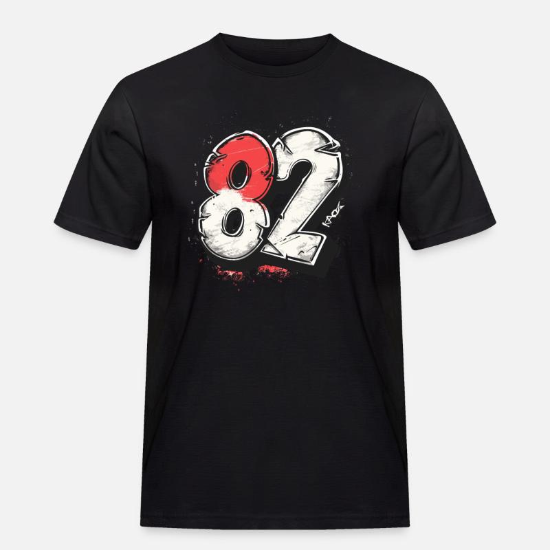 Nummer 82 oder 1982 - Männer Workwear T-Shirt - Schwarz