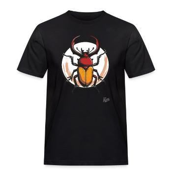 Large, fat, mighty XXL stag - Men's Workwear T-Shirt - black - Front - AI Model Male 178 light (178cm)