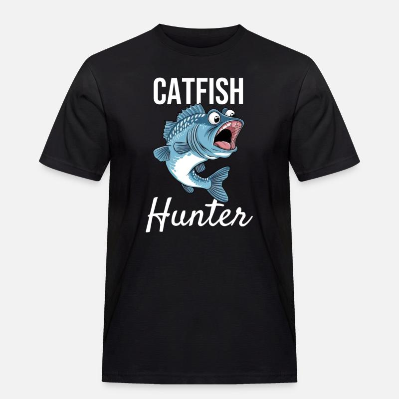 Catfish Hunter - Männer Workwear T-Shirt - Schwarz