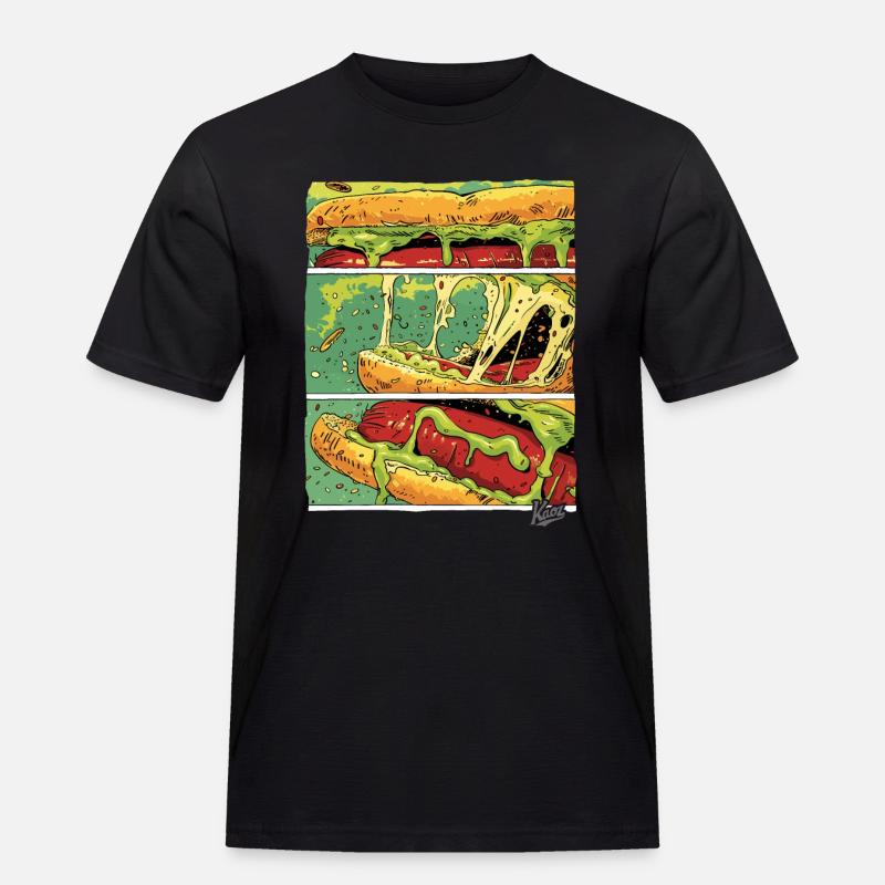 Comic-Panels: Käse-Monster-Wurst im Brötchen - Männer Workwear T-Shirt - Schwarz