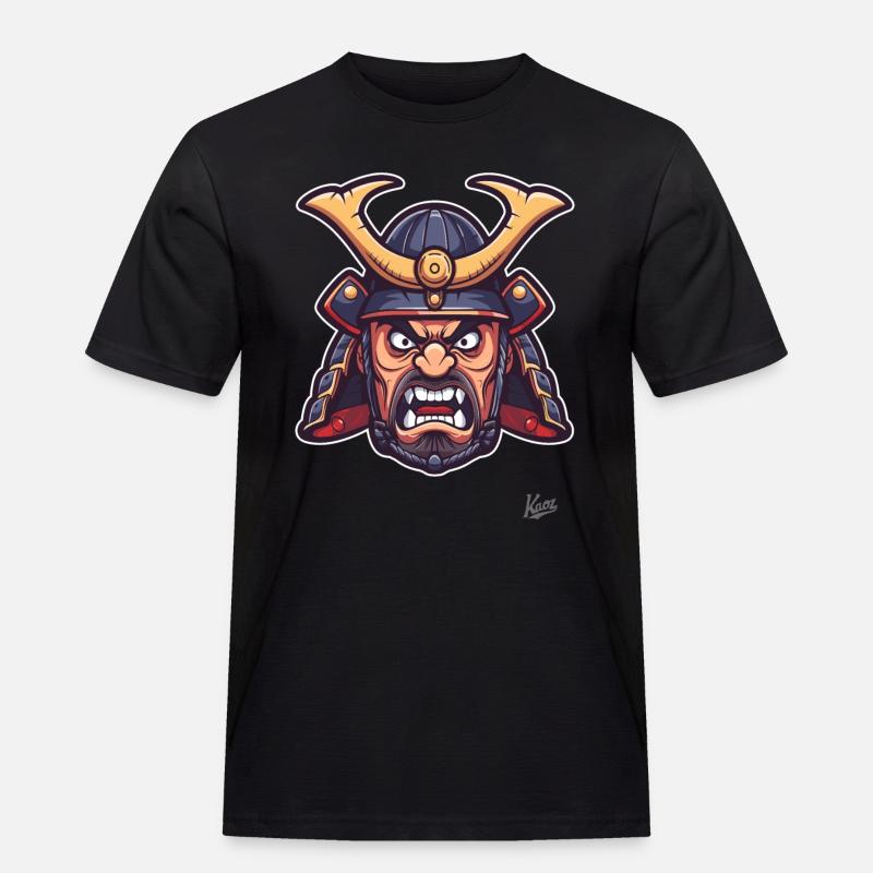Wütender japanischer Edo-Samurai-Shogun - Männer Workwear T-Shirt - Schwarz